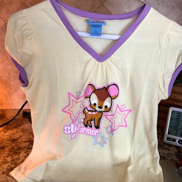 Girls Disney Cuties T Shirt with Deer & Star Performer on Front XL Yellow - Picture 5 of 6